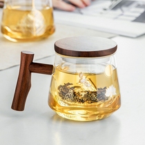 Brief Home Glass Tea Cup Office Separation Bubble Tea Cup Large Capacity With Lid Filter Flower Tea Water Cup Personal Cup