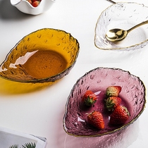 Japanese gold-edged glass bowl rainbow fruit plate vegetable salad bowl dish Nordic style home creative Net red dessert bowl