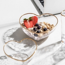 Nordic Creative Love Phnom Penh Glass Bowl Heart-shaped Cup Ice Dessert Bowl Fruit Salad Bowl Gold Square Bowl