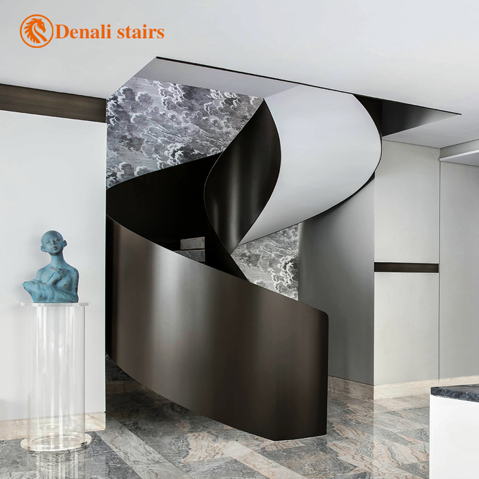 Denali Simple Modern Staircase Customization Rotary Staircase Customization Curved Staircase Custom Villa