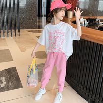 Next Alice girl suit 2021 new summer childrens Korean version of foreign style net red pure cotton sports two-piece set