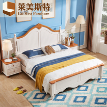 1 8 m solid wood bed Mediterranean style master bedroom white wedding bed 1 5m double bed American country furniture