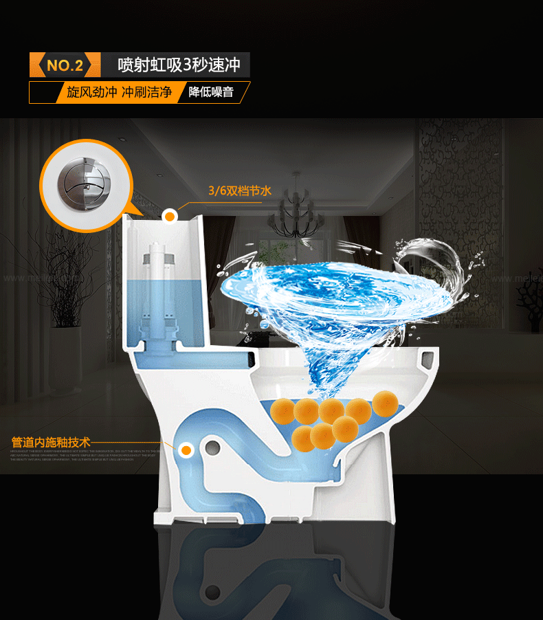 箭牌马桶arrow卫浴普通坐便器ab1116喷射虹吸节抽水马桶