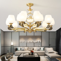 New Chinese style All-copper living room chandelier Personality Dining room Bedroom study lighting Zen duplex building Classical lighting lighting
