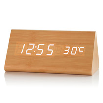 LED luminous wood clock student creative simple personality silent clock retro bedside electronic digital alarm clock watch