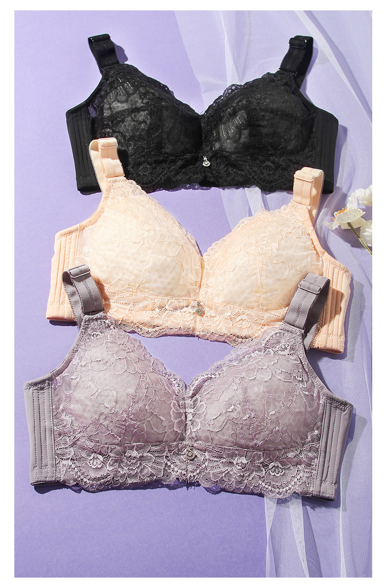 大胸显小神器内衣女无钢圈薄款聚拢缩收副乳防下垂大码胖mm文胸罩