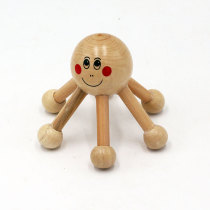 Wooden Hexagonal smiley face head massage Wooden manual cervical spine massager Neck Vibration Head massager 1 piece