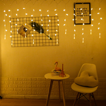 Star water drop ice strip lantern curtain curtain outdoor fence Net Red live background Christmas holiday decoration flashing light