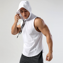 Loose Big Code Running Sets Hooded Men Speed Dry Sleeveless Caps Training Casual Vest Sport T-shirt Fitness Clothing