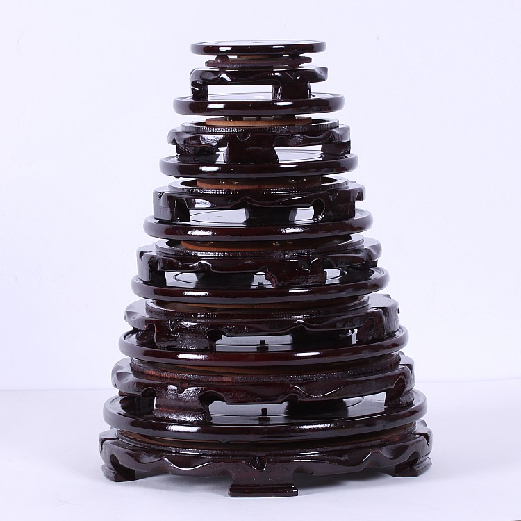 Wooden round bottle flowerpot vase base Wooden bridge, decorations furnishing articles base can rotate the base