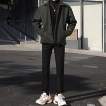 2019 new winter wool coat mens short Korean version of cashmere coat mens loose thickened mens coat