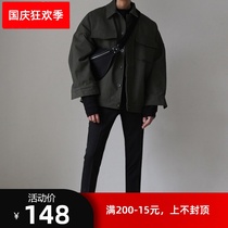 Spring and Autumn overfitting shirt men long sleeve Korean version of loose fashion casual jacket coat mens short youth handsome coat