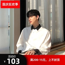 Spring and summer white shirt men Korean version of loose trend era youth group with handsome casual shirt student base shirt