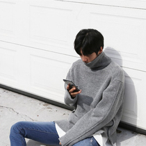 Mens turtleneck sweater mens loose winter Korean version of thick handsome bottoming sweater mens long sleeve student sweater