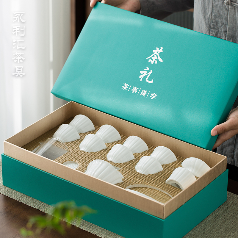 Wynn hui ceramic tea sets suit household kung fu tea tureen tea cups white porcelain small set of office