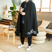 Taoist robe Meditation cloak Cloak Retro Swordsman Chinese style mens clothing autumn performance clothes Hanfu trench coat jacket tide