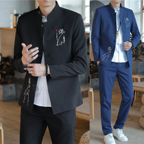 Chinese style Zhongshan suit Tang costume mens youth suit star wedding same groomsman dress Chinese dress