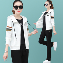 Sports Set Women Spring and Autumn 2021 New Large Tide Brand Loose Fashion Fashier Casual Three Piece Set