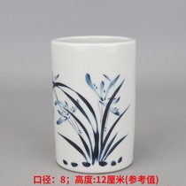 Qing Guangxu annual pastel indifferent Mingzhi orchid pattern pen holder antique porcelain antique