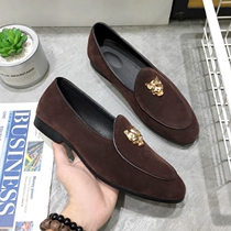 Tide mens spring frosted Inn leather leather shoes Pea Shoes Custard Hair Styling leather Leather Shoes Boots for casual Lefu Shoe Men