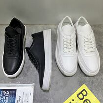 2021 European and American Street slapping black and white board shoes walking show Thick Bottom Male Students White Casual Shoes Men heightening Inn Leather Shoes