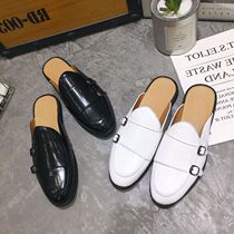 Male Summer Halfslippers Casual Lefu Shoes Baotou Cold Tug Lovers Leather Shoes Slob Pointy Hair Stylist Yinglen Leather Shoes