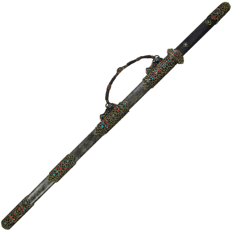 twinkle with long tang, gold and silver sword manual pattern steel turns the soil burn blade fishskin cold steel sword is not edged usually