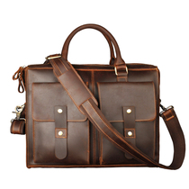 The first layer cowhide vintage briefcase mens single shoulder crossbody bag Crazy Horse leather large capacity computer backpack Leather handbag