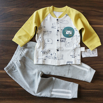 (Chen Xiao) Shu Shu dual-use crotch autumn and winter new baby clothes home clothing open cardigan boneless mens and womens baby suit