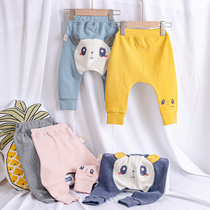 2021 baby spring and summer single-layer PP pants pants waist rubber band neutral thin casual pants crotch open