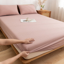 Total cotton 100 bed hat A type of mother and baby grade spring autumn season single piece washed pure cotton plaid bed cover full package mattress protective sleeve