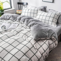 100 Milk Suede Four Pieces Double Sided Plus Suede Bed Linen Quilt Flannel Velvet Flannel Three Sets Bedding