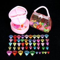  Childrens gem crystal colorful toy Big diamond Masonry treasure box box Princess colorful stone handmade beaded gift