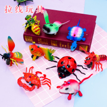 Creative childrens simulation animal toy pull line turtle rabbit crab skin shrimp winding will run hot toys