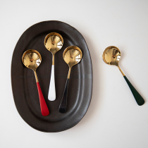 Export quality 304 stainless steel spoon household round head small spoon long handle eating spoon cute spoon fruit spoon