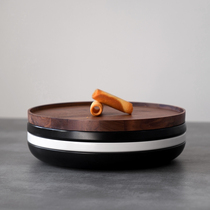 Miyake home original simple frosted ceramic black matte plate single retro plate Western plate steak flat plate