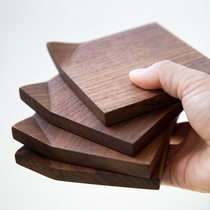 Nordic ins wind origami shape solid wood coaster Simple design black walnut tea tray shaking sound coffee coaster