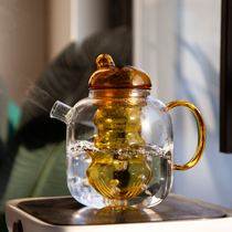 Office Japanese ins Wind cool kettle drinking kettle boiling tea tea water separation heat-resistant high temperature glass teapot