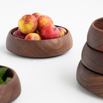 ins Wind strange girl push handmade black walnut solid wood bowl high value Wood baby supplementary food wooden bowl