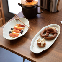 Sanzhai home Japanese handmade home good-looking rough pottery round dessert salad plate fruit plate plate plate dish bowl tableware