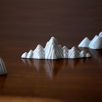 Chinese style sky blue open ceramic rockery chopsticks stand pillow spoon support Hotel tableware set model room props ornaments