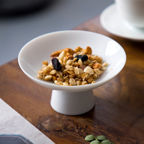 Miyake Family tableware Chinese Song style White porcelain White glaze Ceramic Refreshment bowl Japanese high-legged bowl Zen vegetarian tableware