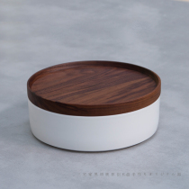 Three homes original design porcelain Wood combined with round wooden plate Wood black walnut tray wooden plate wooden tray