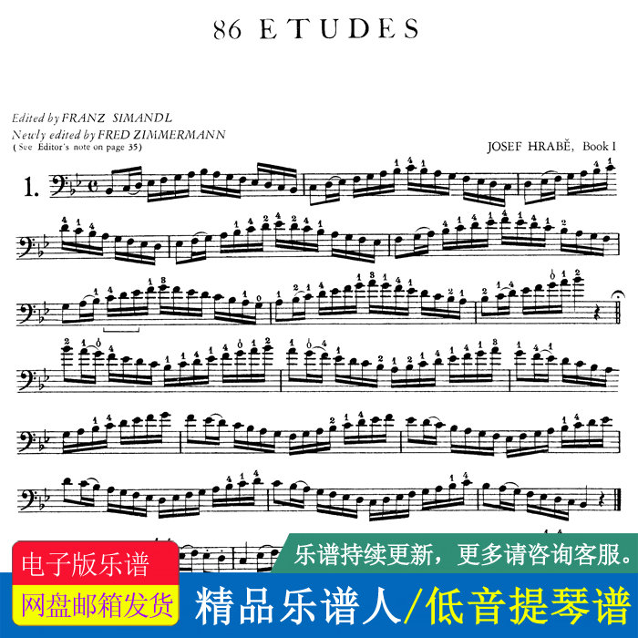 赫拉贝 joseph hrabe 低音提琴练习曲86首 低音提琴谱