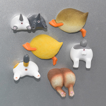 3pcs Ass Half Body Animal Refrigerator Stickers Stereo Magnetic Tap Creative Iron Suction Stone Home Accessories