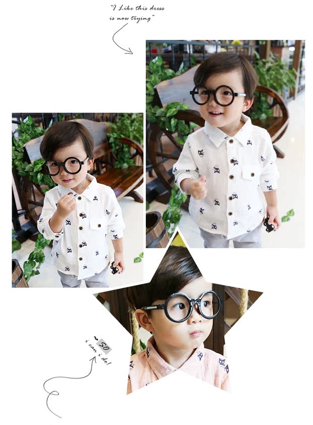 芷汀宝宝长袖衬衫男小童衬衣幼儿男宝宝秋装1234岁男童衬衣儿童潮