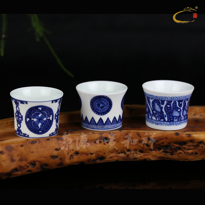 Jing DE and auspicious Jing DE collection jingdezhen up with pure manual hand - made ceramic sample tea cup kung fu tea cups