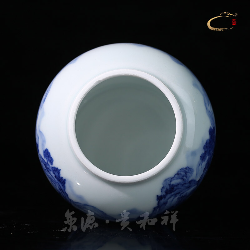 And auspicious caddy fixings of jingdezhen blue And white, blue And white landscape small general store receives household business gifts ceramic pot