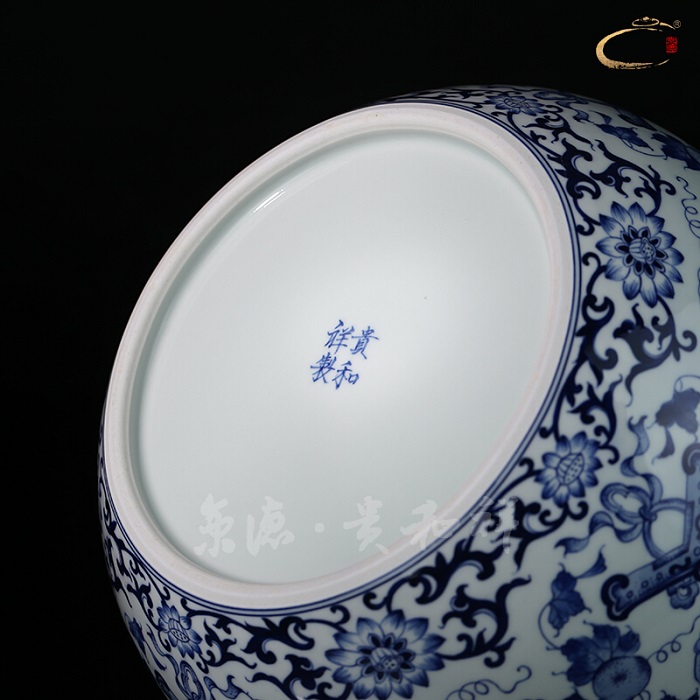 And auspicious large master of jingdezhen blue And white gourd can hand - made ceramic POTS awake custom gift box the tea pot