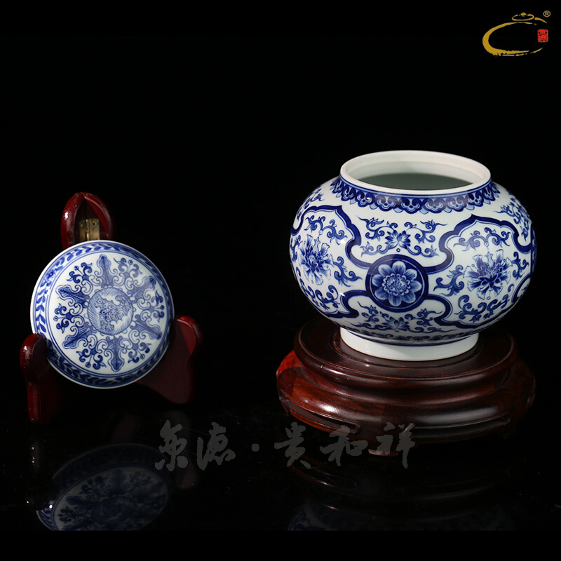 Jing DE and auspicious all hand up POTS of jingdezhen ceramic hand - made porcelain tea packaging gift boxes around branches off the jar